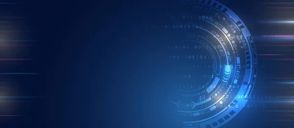 High Tech Computer Digitaal Technologie Concept Brede Blauwe Achtergrond Met — Stockvector