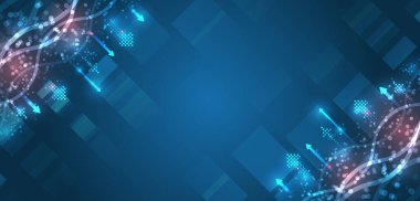 Küresel kablosuz standart kavram. Mavi arka planda yüksek teknolojili iletişim çizimi. 5G yüksek hızlı bilgi aktarım teknolojisi.