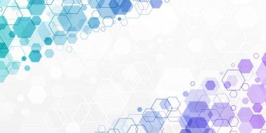 Çokgenli bilim kurgu şablonu. Beyaz arka planda soyut altıgen bilimi. Yüksek teknoloji dijital teknoloji ve mühendislik konsepti.