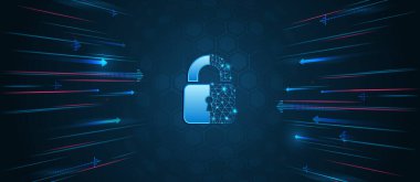 Veri güvenlik hizmetlerinin vektör illüstrasyonu. Veri koruması, gizlilik ve internet güvenliği kavramı. Yüksek teknoloji çeşitli arka planda. İş ve internet projeleri için siber güvenlik.