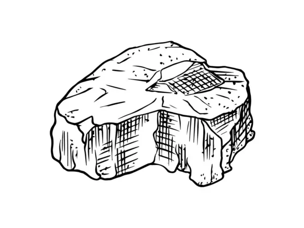 海塩の石。種子の山。調理のための成分の一部。自然包装のスパイス。風味や生理食塩水。ヴィンテージの背景バナー。手描きの古スケッチ. — ストックベクタ