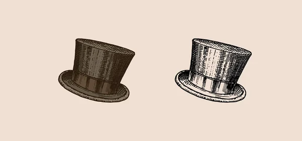 Vintage Top Hat. Gatsby para hombres elegantes. Moda retro. Estilo inglés. Dibujado a mano — Archivo Imágenes Vectoriales