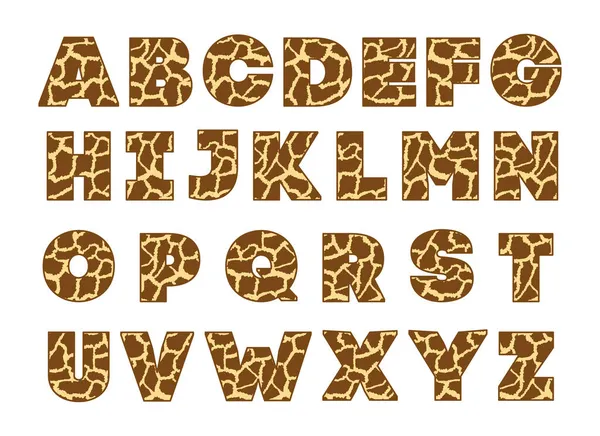 Posterler için hayvan yazı tipi. Memeliler Kürkü. Retro zürafa alfabesi. Klasik baskı derisi yazı tipi, düzenlenebilir ve katmanlı. Sancaklar için Vektör Trendi modern krom büyük harfler. — Stok Vektör
