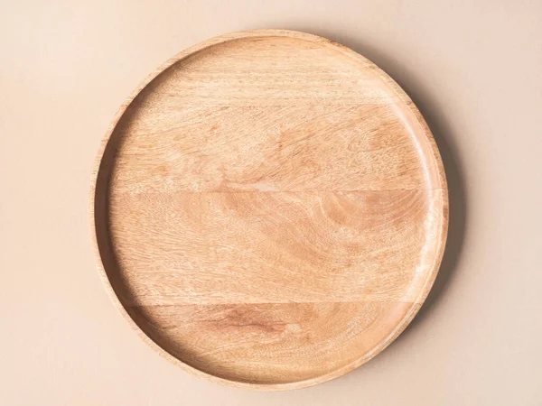 Placa Redonda Artesanal Madera Maqueta Para Eco Alimentos Productos Belleza — Foto de Stock