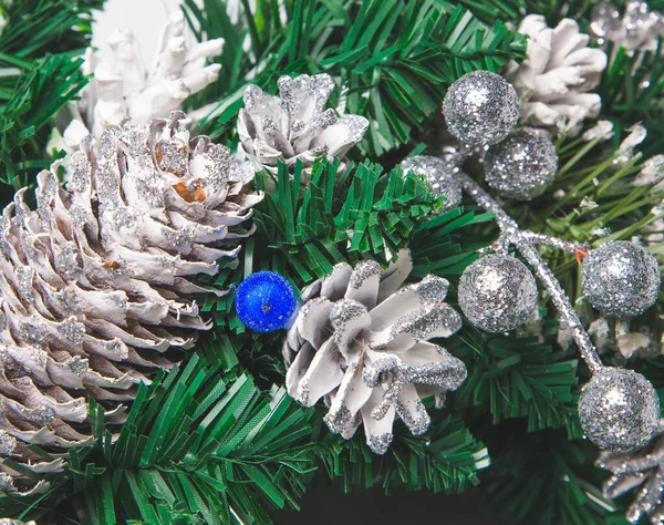 Primo Piano Delle Decorazioni Dell Albero Natale — Foto Stock