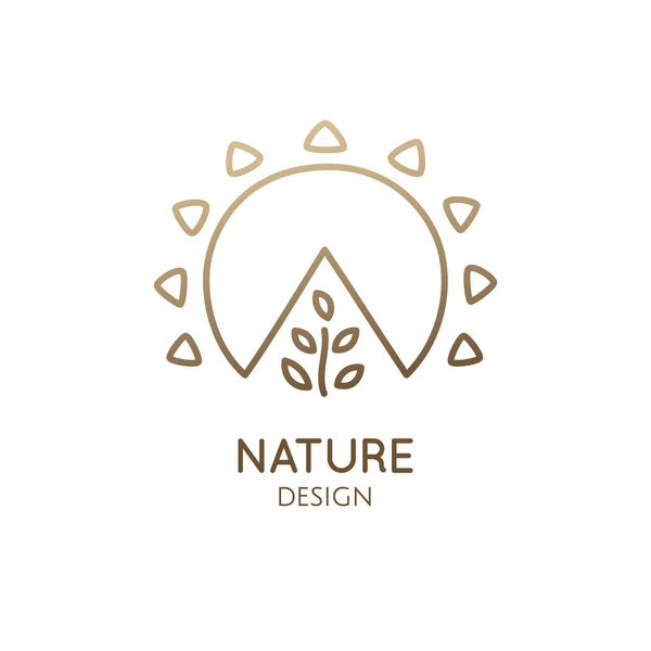 Naturaleza lineal logo paisaje — Vector de stock