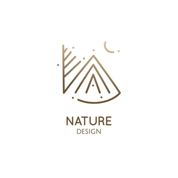 Minimal logo camping tent in nature — Stock Vector