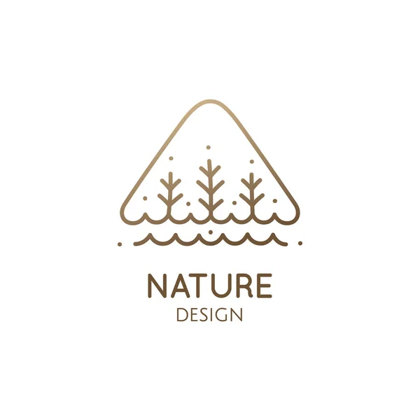 Logo triangle simple arbres et rivière — Image vectorielle