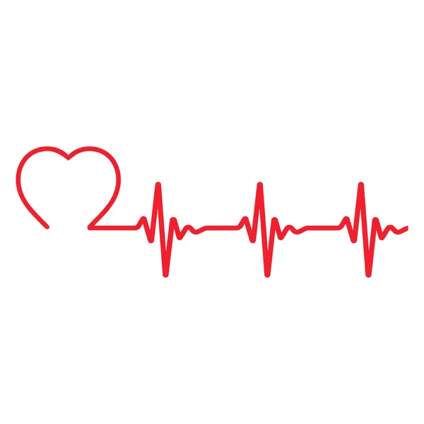 心電図イラスト 白い背景にパルスと赤いハート — ストックベクタ