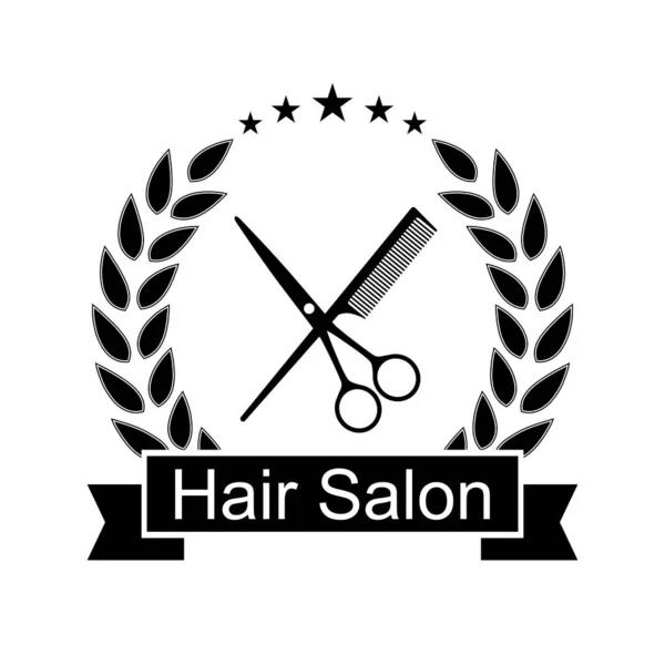 Logo Salon Coiffure Emblème Conception Coiffure Enseigne Salon Sur Fond — Image vectorielle