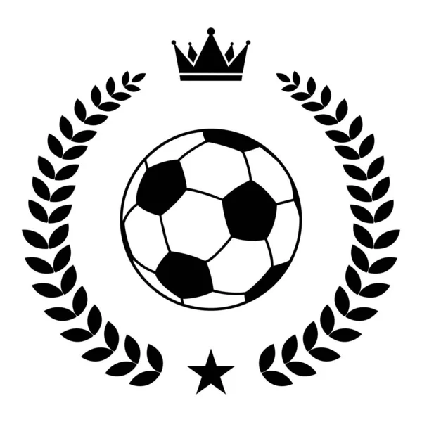 Bola Futebol Logotipo Ilustração Com Grinalda Louro Coroa Sobre Fundo — Vetor de Stock