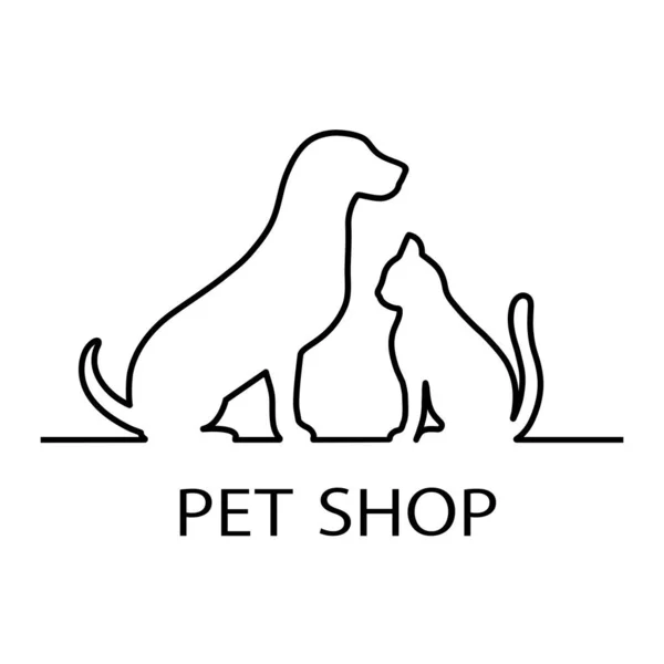 Ilustração Pet Shop Logo Design Template Com Silhueta Gato Cachorro — Vetor de Stock
