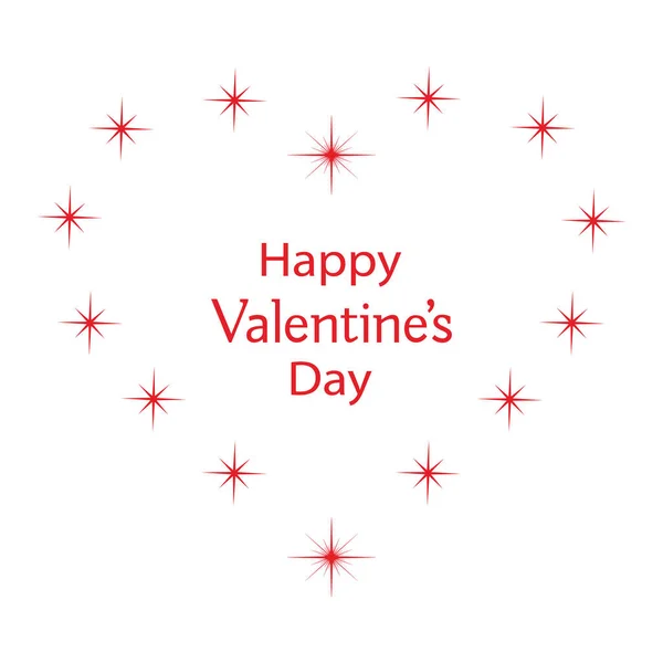 Illustration Valentine Day Heart Stars Text White Background — Vettoriale Stock