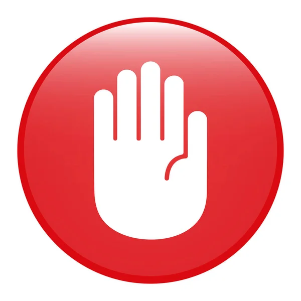 Зупинити Ілюстрацію Знаку Пальма Червоній Кнопці Білому Тлі — стоковий вектор