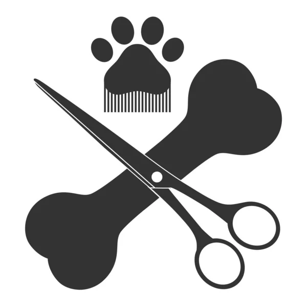 Pet Grooming Logo Illustration White Background — Stock Vector
