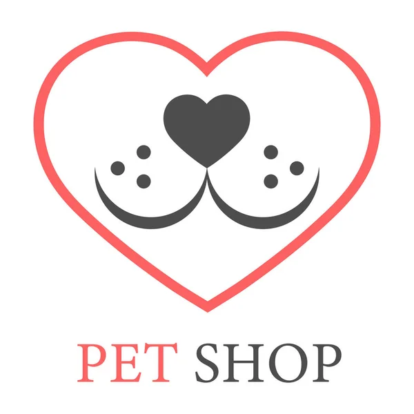 Ilustracja Logo Sklepu Zoologicznego Opakowanie Cute Kaganiec Psa Białym Tle — Wektor stockowy