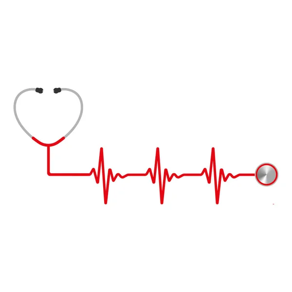 Εικονογράφηση Ιατρικού Στηθοσκοπίου Για Μέτρηση Καρδιακών Παλμών Λευκό Φόντο — Διανυσματικό Αρχείο
