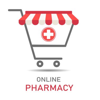 Çevrimiçi eczane konsepti beyaz arka planda resimleme