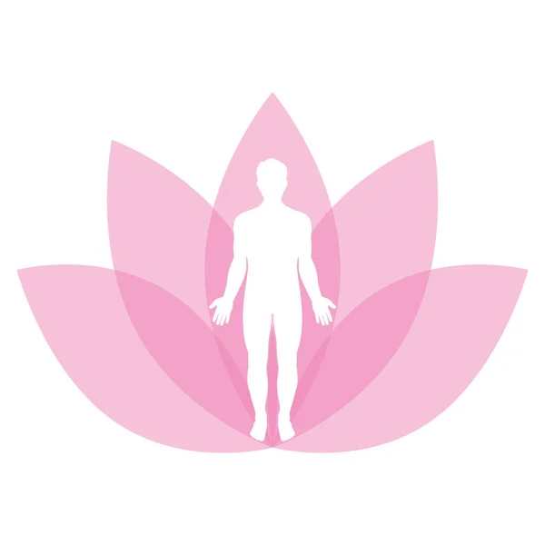 Illustration Silhouette Man Background Lotus Flower — 스톡 벡터