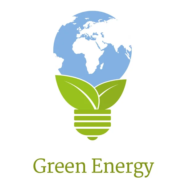 Żarówka Ekologiczna Logo Liści Globus Białym Tle — Wektor stockowy