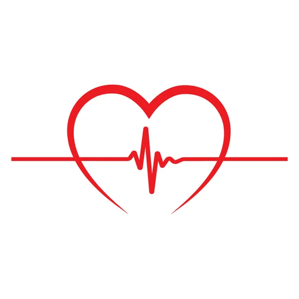 Linear Illustration Pulse Heart White Background — ストックベクタ