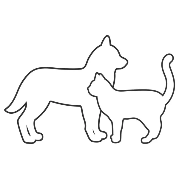 Ilustración Del Contorno Perro Gato Sobre Fondo Blanco — Vector de stock