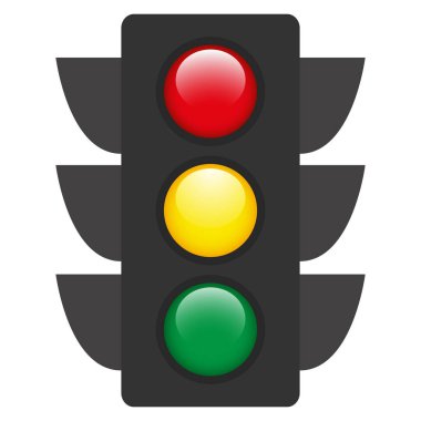 Beyaz arkaplandaki lambaları açan bir semaforun canlandırması