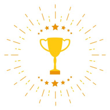 Illustration of a golden cup of the winner with stars on a white background