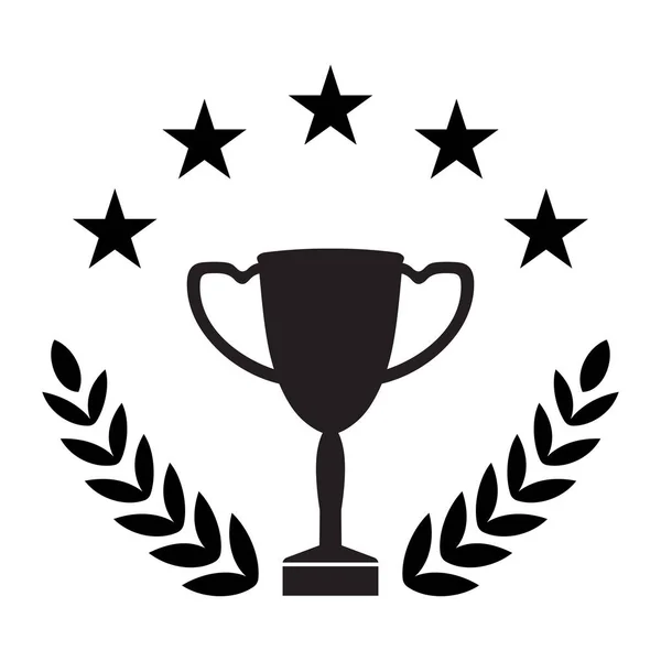 Winner Cup Laurel Wreath Stars White Background — Vetor de Stock