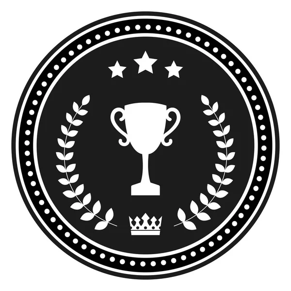 Illustration Emblem Winner Cup Laurel Wreath Crown White Background — Stock Vector