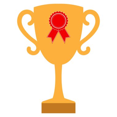 Illustration of a winner cup with a medal on a white background