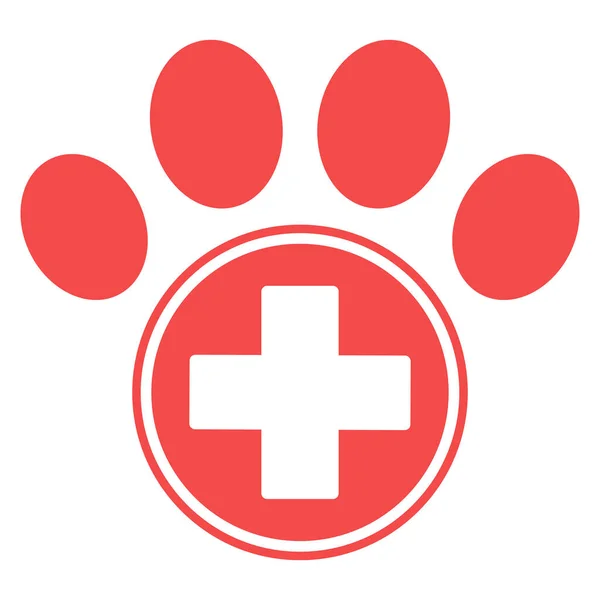 Veterinary Clinic Logo Dog Footprint Medical Cross White Background — Vector de stock
