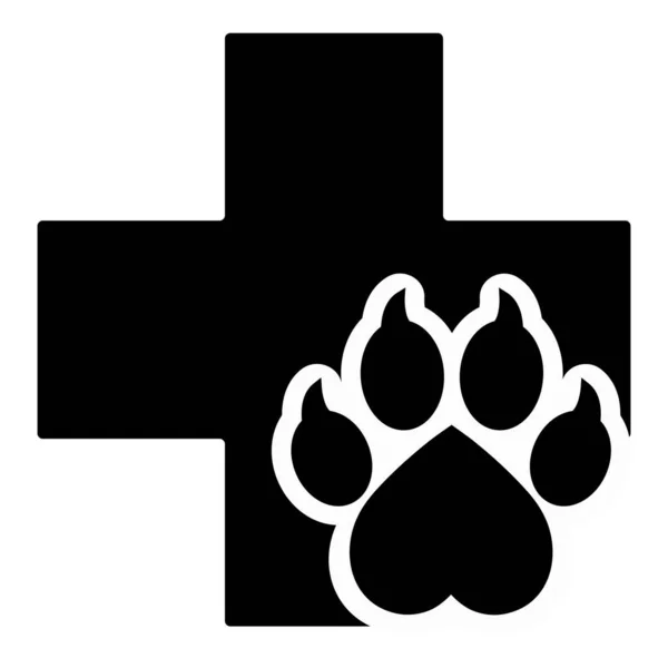 Veterinary Clinic Logo Illustration Medical Cross Dog Paw White Background — Wektor stockowy