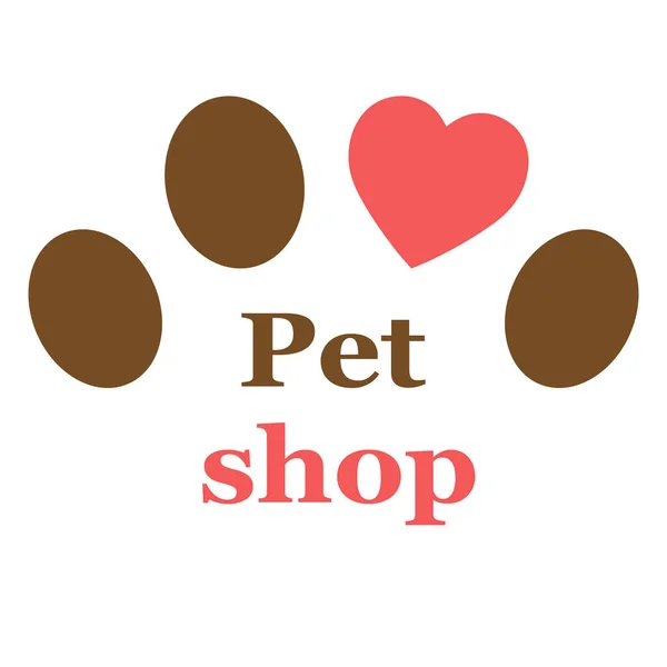 Ilustração Logotipo Loja Animais Pata Cão Com Texto Sobre Fundo — Vetor de Stock
