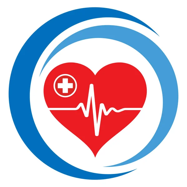 Εικονογράφηση Λογότυπου Υγείας Καρδιά Παλμό Κύκλο Λευκό Φόντο — Διανυσματικό Αρχείο