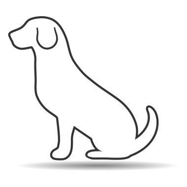 Beyaz bir arka planda gölgesi olan bir köpeğin silüeti.
