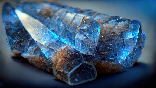 3 D rendring. Blue crystals with dispersion. Precious stones. Beautiful background. Hi tech. AI.
