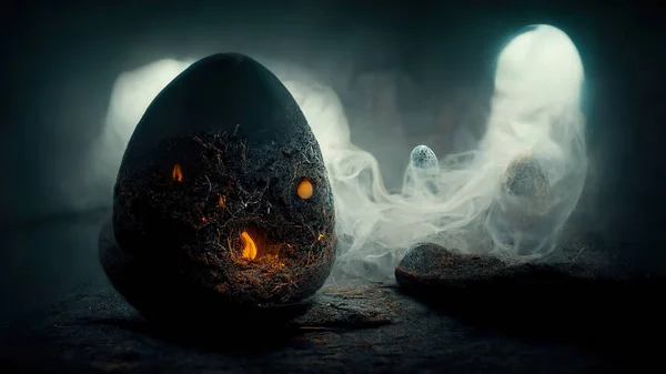 Dragon eggs.  Mystics in the Middle Ages. Horror background. halloween. AI.