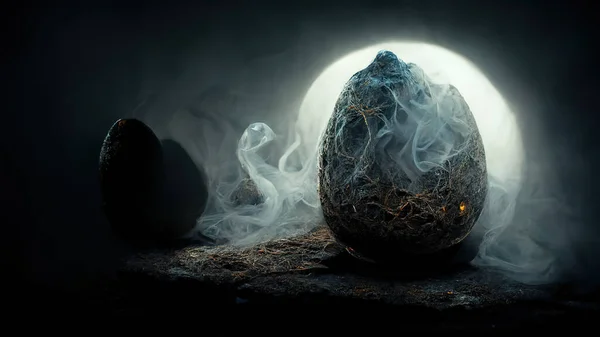Dragon eggs.  Mystics in the Middle Ages. Horror background. halloween. AI.