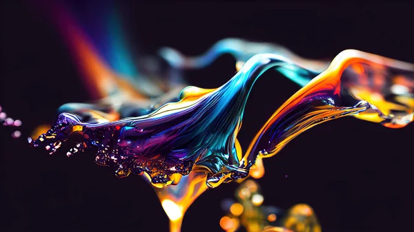 Colorful Paint in Motion. Composition of liquid paint pattern for projects on design, creativity and imagination to use as wallpaper for screens and devices