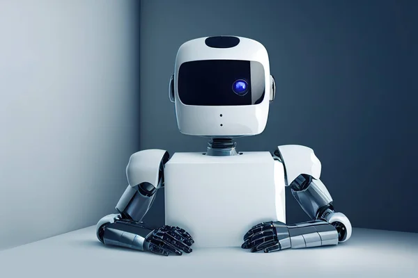 3 D render. Futuristic robot man, humanoid portrait
