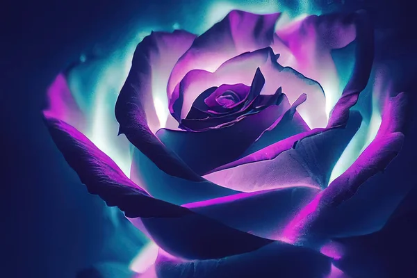 A fantastic flower, a stylized rose. 3D digital illustration made to look like a macro photograph