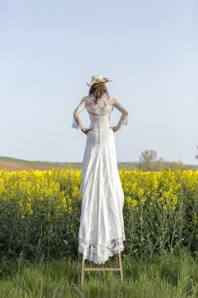 Sposa Sul Campo — Foto Stock