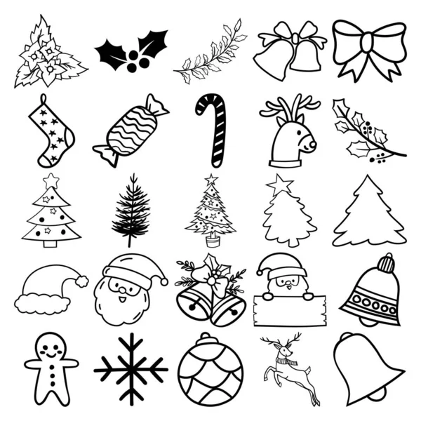 Set Weihnachtlichen Designelementen Doodle Stil — Stockvektor