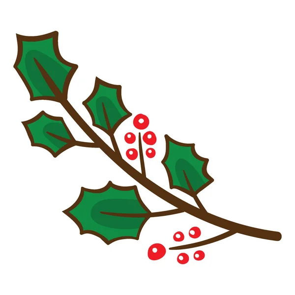 圣诞冬青叶与红色浆果的病媒图解 圣诞节和新年快乐元素 — 图库矢量图片