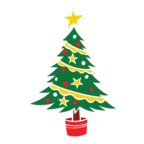 Mendekorasi Pohon Natal Vector Illustration Untuk Elemen Natal - Stok Vektor