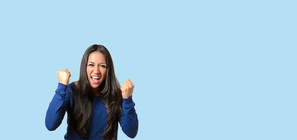 Enthusiastic Young Woman Throwing Temper Tantrum Balling Her Fists Yelling — Stockfoto