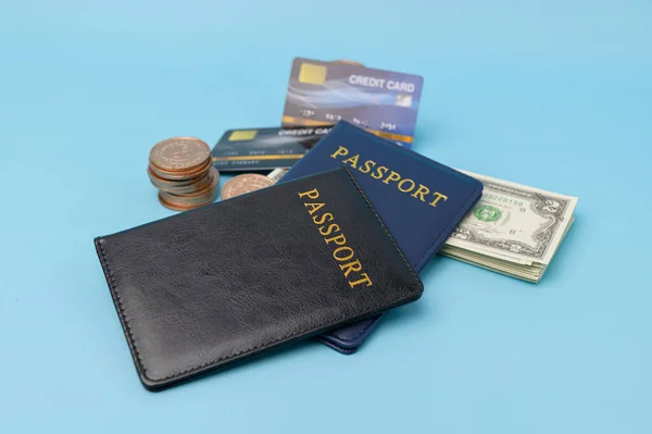 Passaporte Economize Dinheiro Para Viajar Fazer Negócios Redor Mundo — Fotografia de Stock