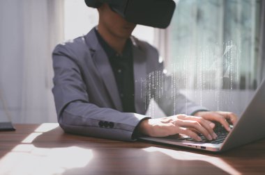 Bilgisayar 3d illüstrasyon metaverse Sanal Dünya tarafından ikili sayı sistemi