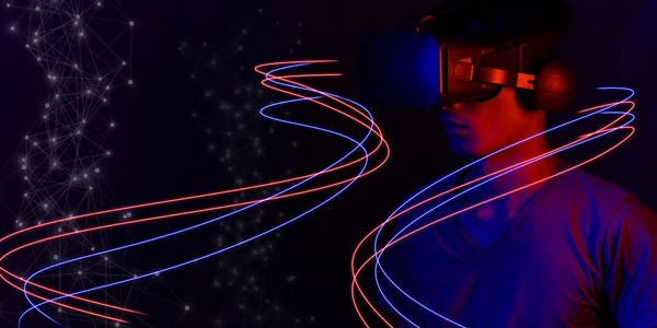 Γυαλιά Εικονικής Πραγματικότητας Αυξημένη Πραγματικότητα Παιχνίδι Μελλοντική Έννοια Της Τεχνολογίας — Φωτογραφία Αρχείου